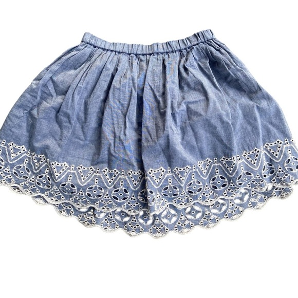 Gap Girl’s Kids Chambray Eyelet Flippy Skirt Size M Lined Elastic Waist Spring - Picture 1 of 5